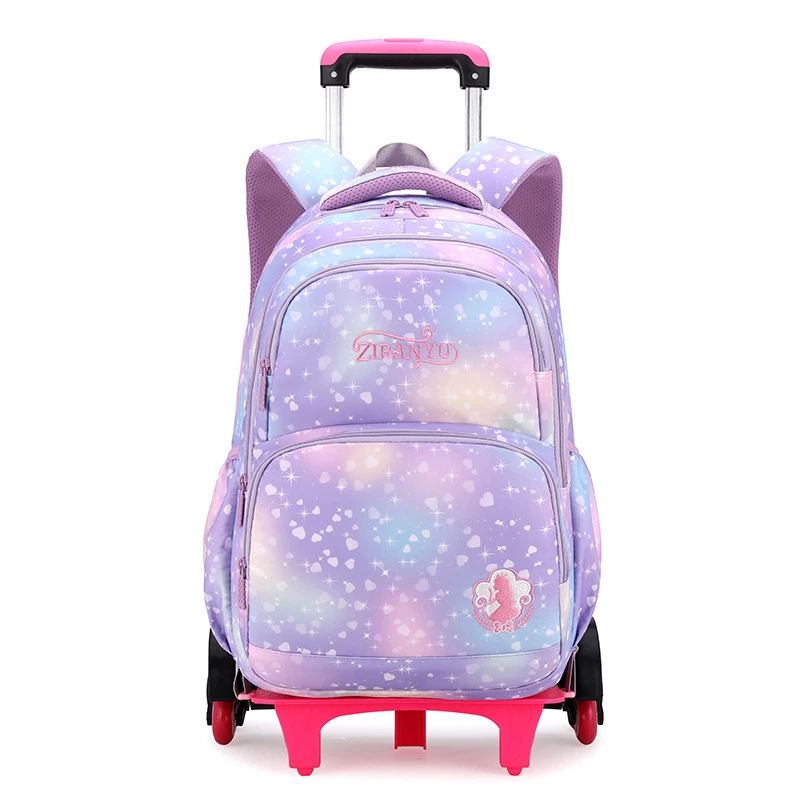 Children Waterproof Orthopedic School Backpack with Wheels Elementary  Schoolbag Detachable Trolley School Bags for Kids Girls