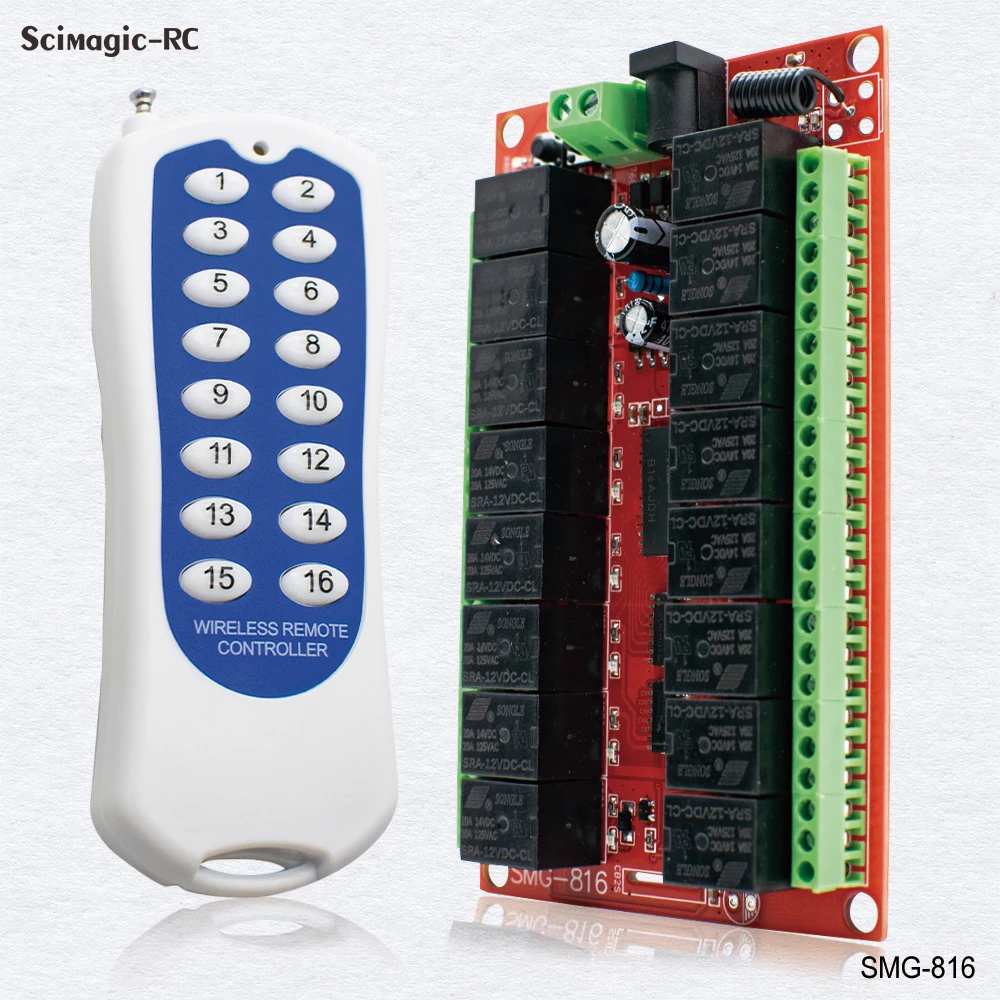 Canais 16ch Relé rf Interruptor de Controle Remoto Transmissor Receptor 433.92mhz dc 12v 24v 16 - Image 6