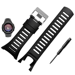 Flexible Rubber Watch Band Replacement Wristband for 35mm (Black  silver)