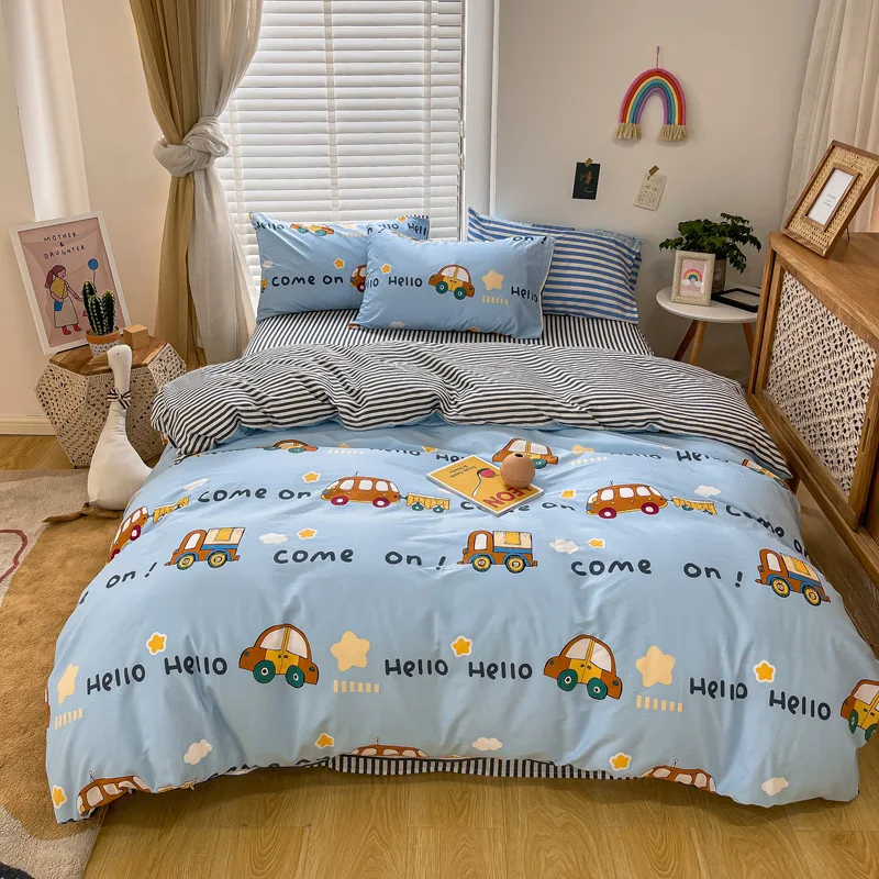Bedding Set Aesthetic Rabbit Bear Twin Duvet Cover Flat Sheet Pillowcase No  Filling Soft Polyester Girls Boys Queen Bed Linen - AliExpress