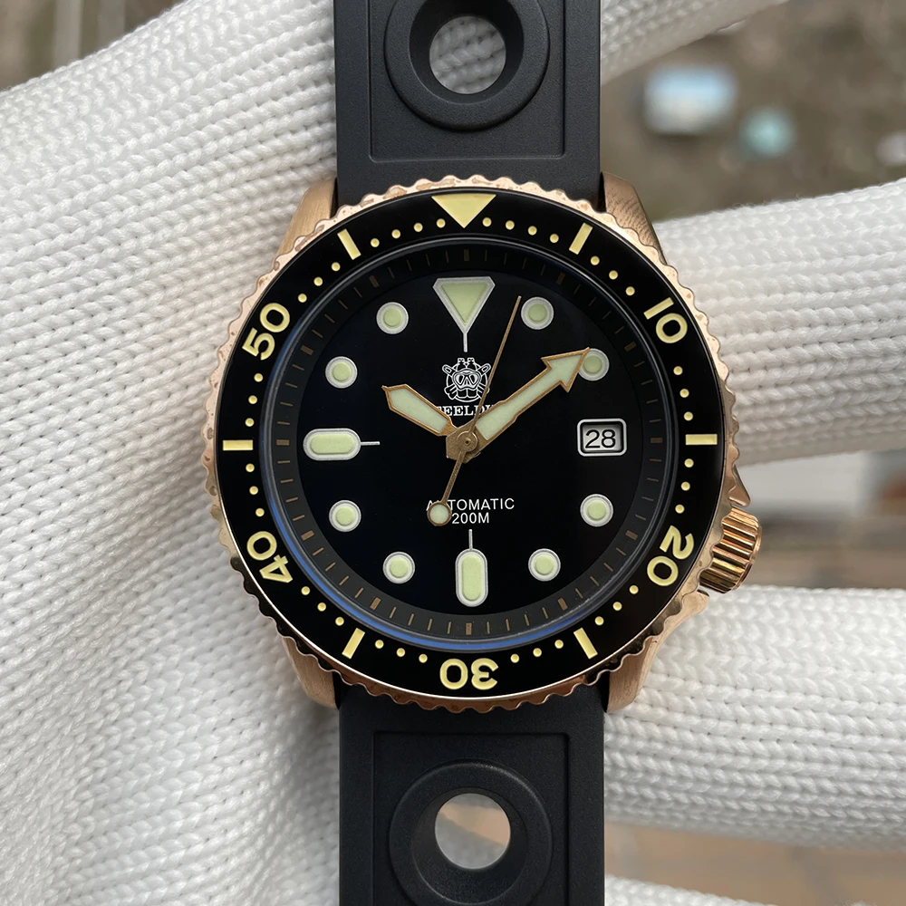 

Часы STEELDIVE SD1973S Мужские механические, бронзовые полностью автоматические швейцарские супер светящиеся водонепроницаемые с механизмом NH35 20 бар