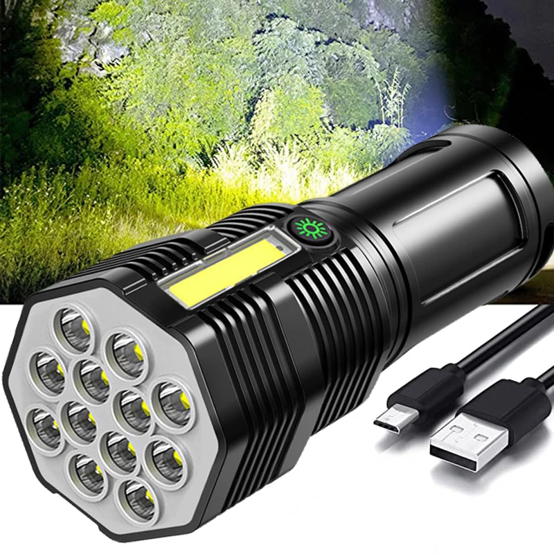 

Car Work Lights 12 Core LED Flashlights COB Tactical Flashlight 4 Modes Lighting Waterproof Torch Lantern For Camping Repairing