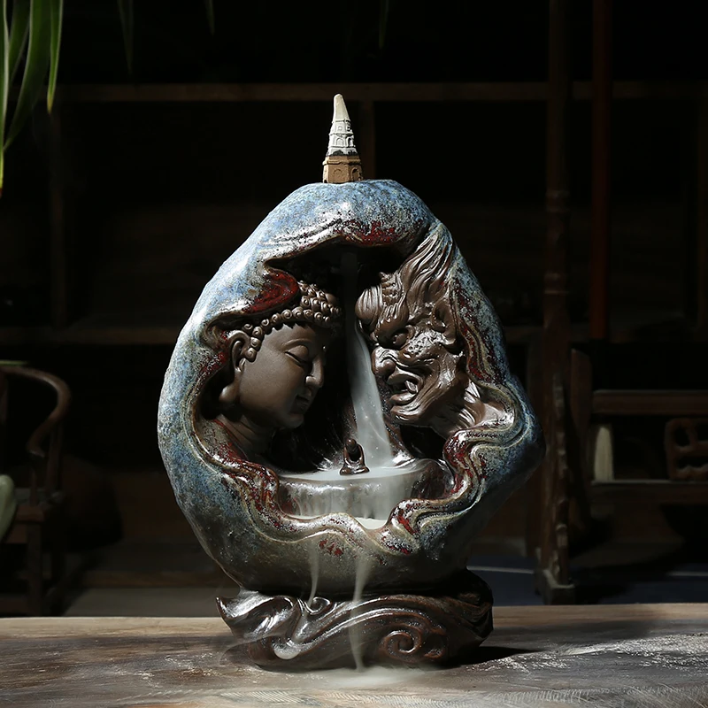 

Buddhist Vintage Incense Burner Sticks Humidifier Diffuser Aroma Incense Holder Living Room Waterfall Quemador De Home Products