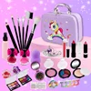 Kid Safe Girl Makeup Kit Set Unicorn Mermaid Box Pretend Role Play Beauty Cosmetic Bag Lipstick Nail Polish Washable Gift Toy 6