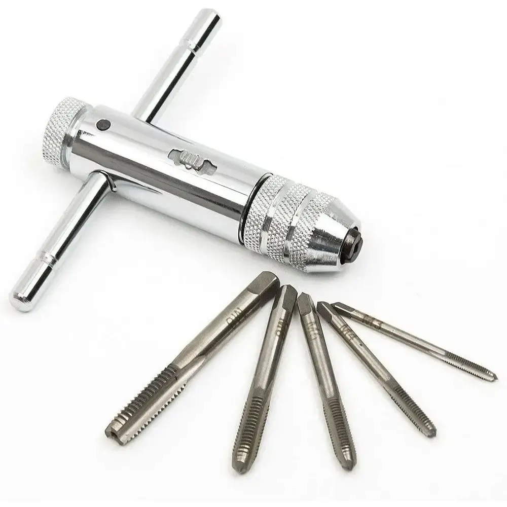 Adjustable T-Handle Ratchet Tap Holder Wrench M3 M4 M5 M6 M8 Machine Screw Thread Metric Plug T-shaped Tap 6