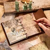 60 sheets Material paper leaf coffee stain flower notes vintage old diary DIY decorative base retro literary art 6 styles 2
