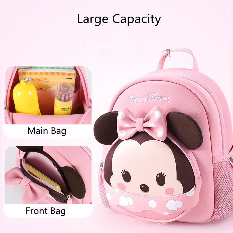 Disney Mickey Tsum Kindergarten Bag For Girls Boy Age 2-8 Student Shoulder Orthopedic Breathable Backpack Large Capacity Mochila
