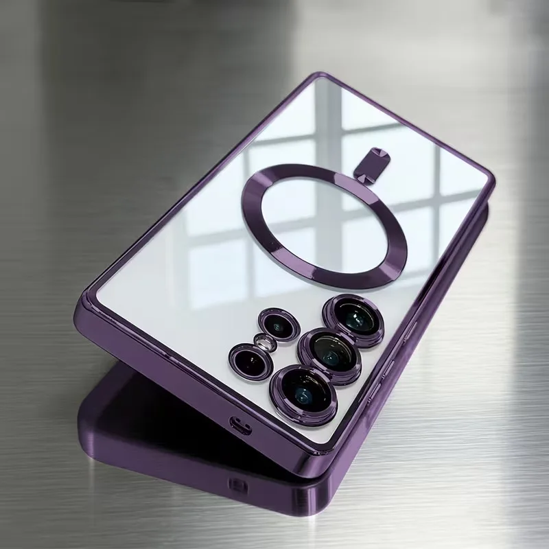 Luxury Metallic Gloss Phone Case with MagSafe and Dual Screen Protectors for Ultimate Protection and Style