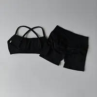 Seamless Yoga Shorts Set Yoga Women's Fitness Tight Bra Top Vest Gym Set Elastic Hip Lifting Gym Shorts Sports 2pcs Workout Suit - Image 2