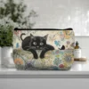 1pc Retro Cat Pattern Makeup Pouch Ultra-Lightweight Zipper ClosureTravel  Adorable Cat Print Design Cosmetic Bag 1