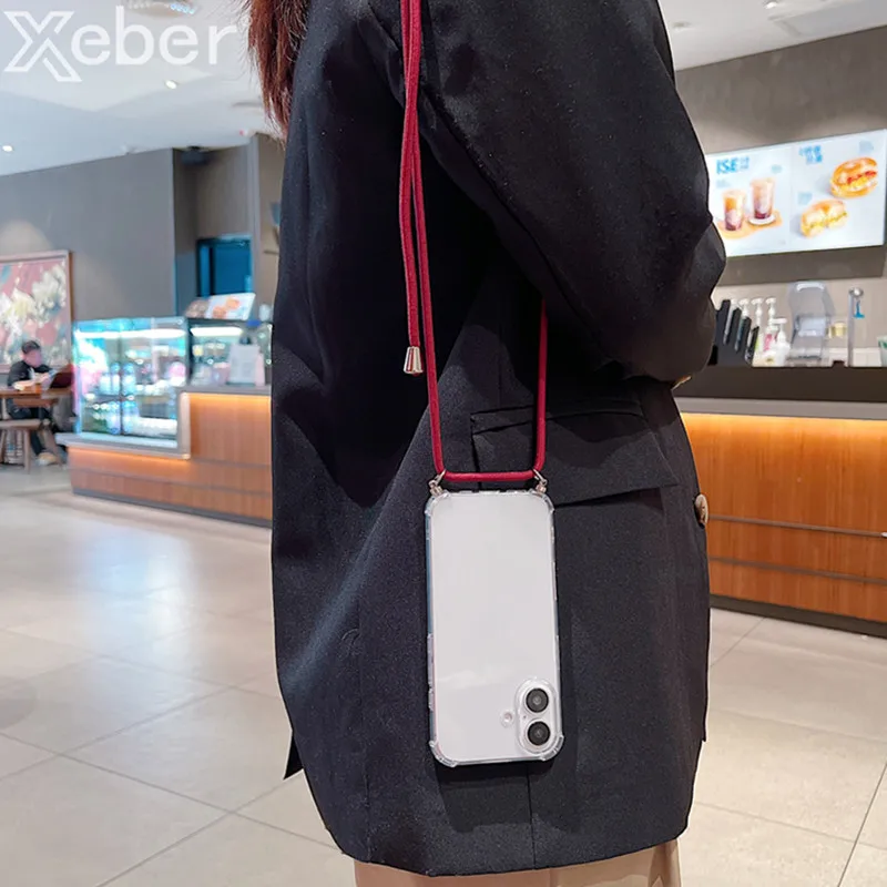 Crossbody Necklace Cord Lanyard Transparent Phone Case - Soft Cover