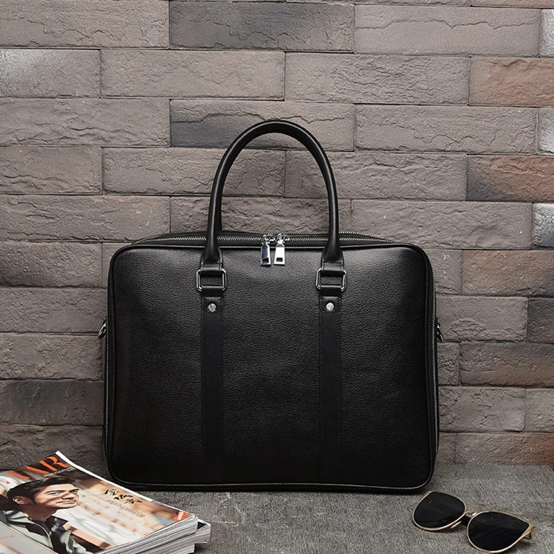 New Luxury Cow Genuine Leather Business Men's Briefcase Male Shoulder Bag Real Leather Men Messenger Bag Travel Computer Bag Big 3