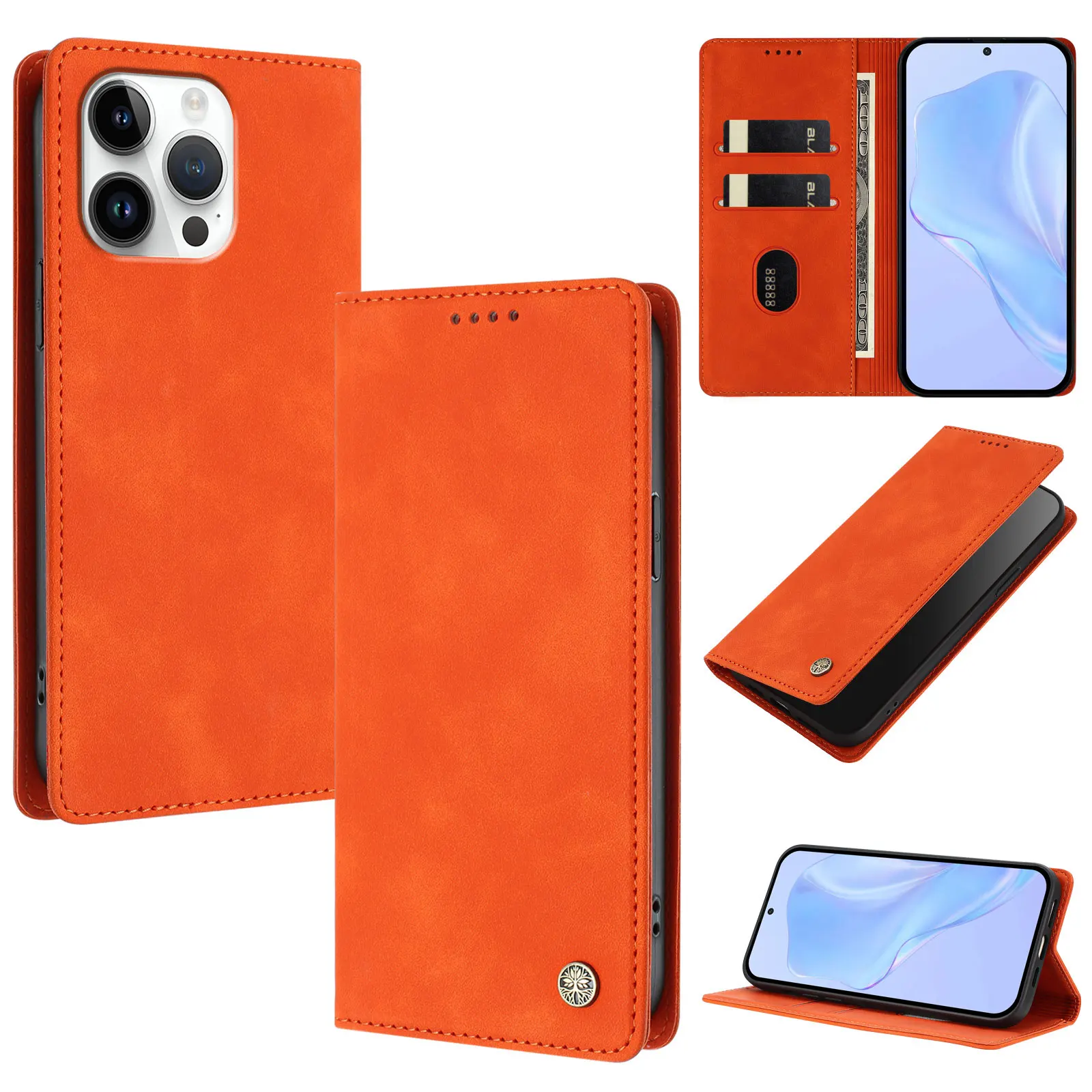 Vintage Leather Magnetic Phone Case with Wallet and Card Slots - Anti-Drop Protection Cover
