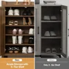 Shoe Cabinet Set of 2 with Doors and Shelve 6-Tier Farmhouse Wood Storage Cabinets Large Capacity Shoe Storage Organizer Cabinet 6