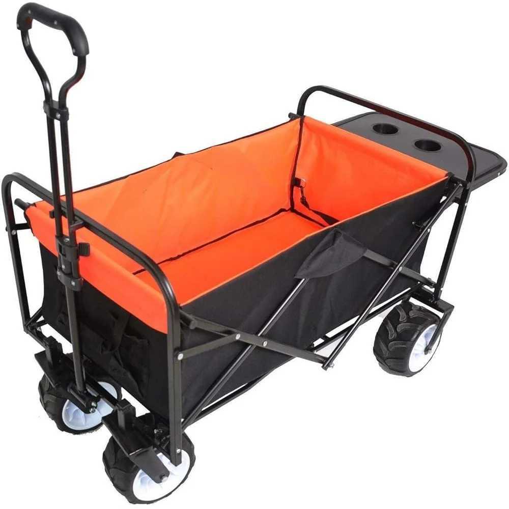 Collapsible Outdoor Utility Wagon Heavy Duty Folding Garden Cart Portable Hand Trolley Multifunctional Yard Supplies Degree