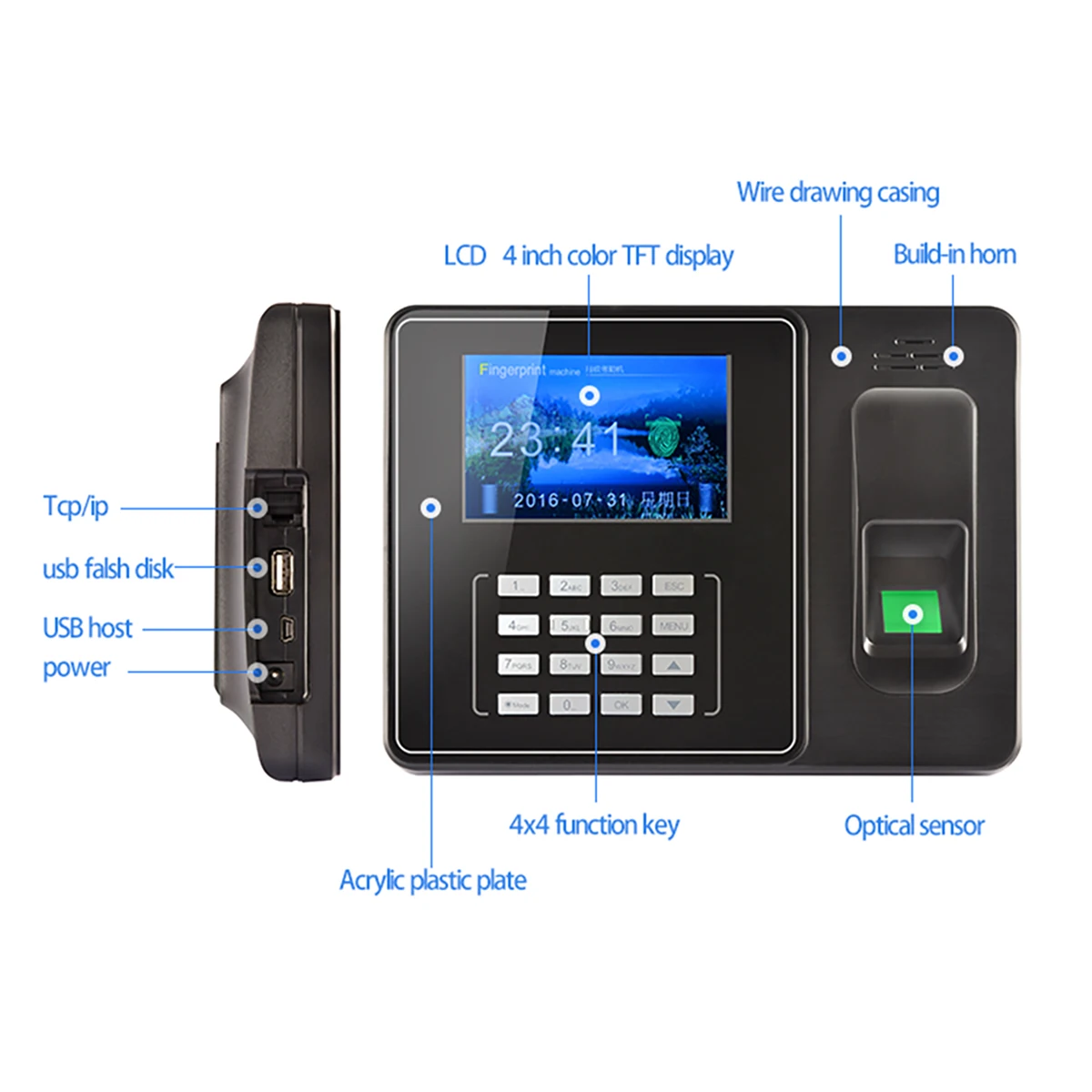 WiFi Tcp/ip Back-up Battery Fingerprint Time Attendance Machine Card Employee Assistance Control Clock