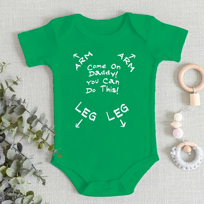 "Come One Daddy You Can Do This" Letter Pattern Newborn Bodysuits Autumn New Short Sleeve Baby Boy Girl Romper Infant Jumpsuits 4