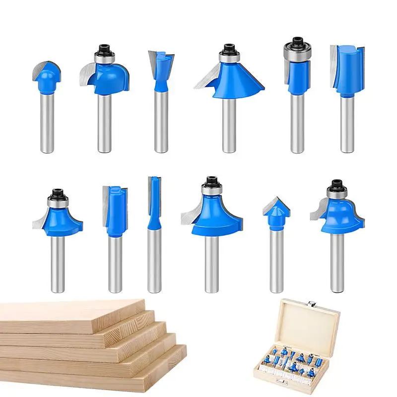 

Woodworking Router Bits 12PCS 1/4 Inch Multifunctional Shank Router Bit Universal Woodworking Kit For Particle Board MDF