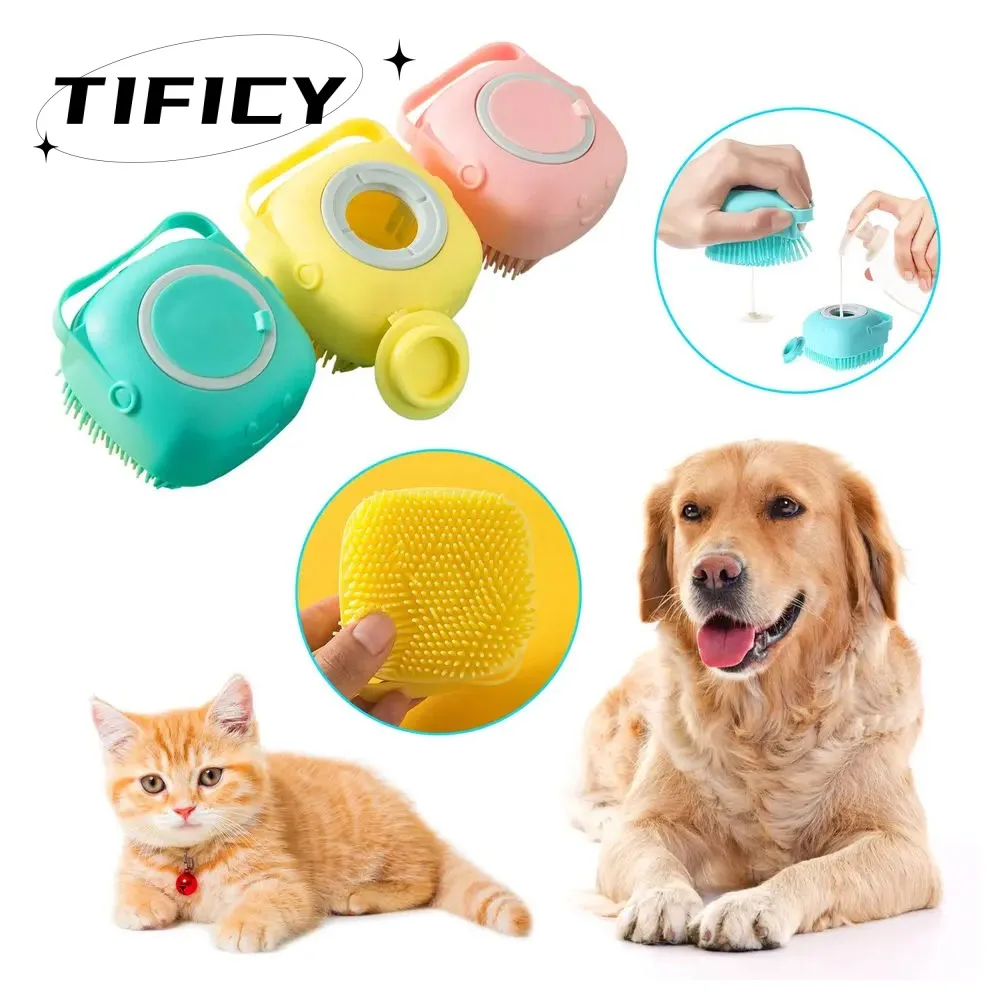 Hot Soft Silicone Brush Puppycat Washing Massage Shampoo Dispenser Bathroom Grooming Shower