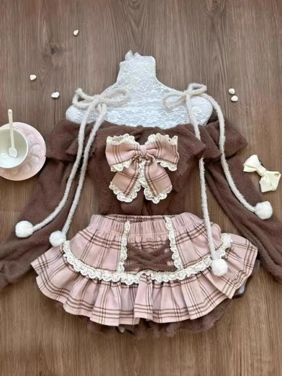 Japanese Vintage-Inspired Retro Lace Camisole Dress and Black Cardigan Set - Chic & Elegant Fashion