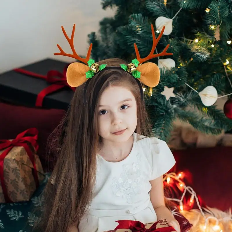 Christmas Antler Headband Soft Christmas Deer Headwear Stylish Reindeer Antlers Headband Adults Kids Deer Antler For