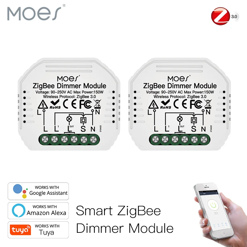 Moes Mini DIY Tuya ZigBee Dimmer Switch Module Hub Required Smart Life Tuya App Alexa Google