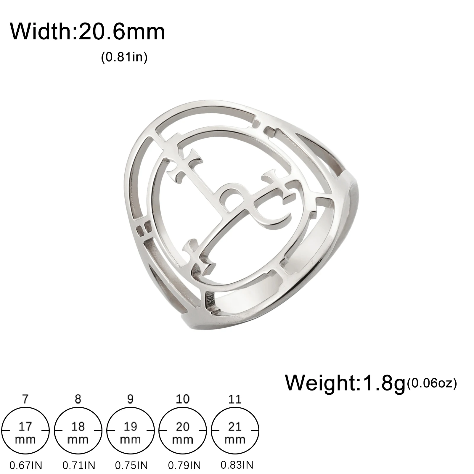 Sigil of Lilith Gothic Stainless Steel Ring - Vintage Amulet Jewelry