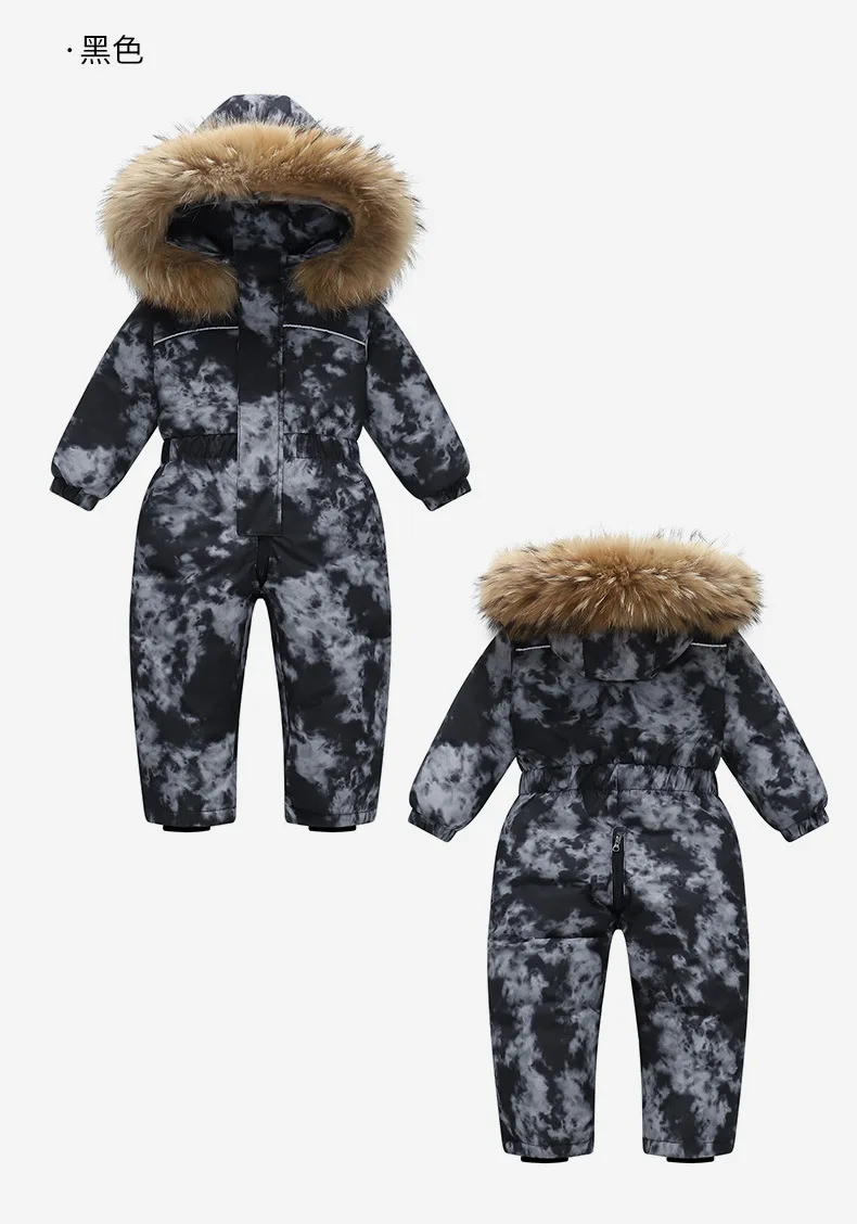 OLEKID 2025–30 Grad Kinder Winter-Skianzug, wasserdicht, mit Kapuze, Baby-Overall, 1–5 Jahre, Kinder, Daunenjacke, Kleinkind-Schneeanzug – Detail 9