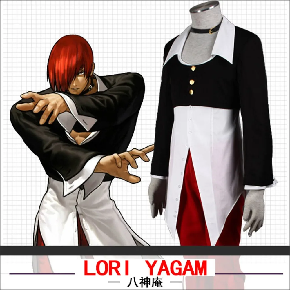 

Game Iori Yagami Cosplay Costume Adult Unisex Coat Shirt Pants Suit Halloween Uniform Party Outfit Carnival