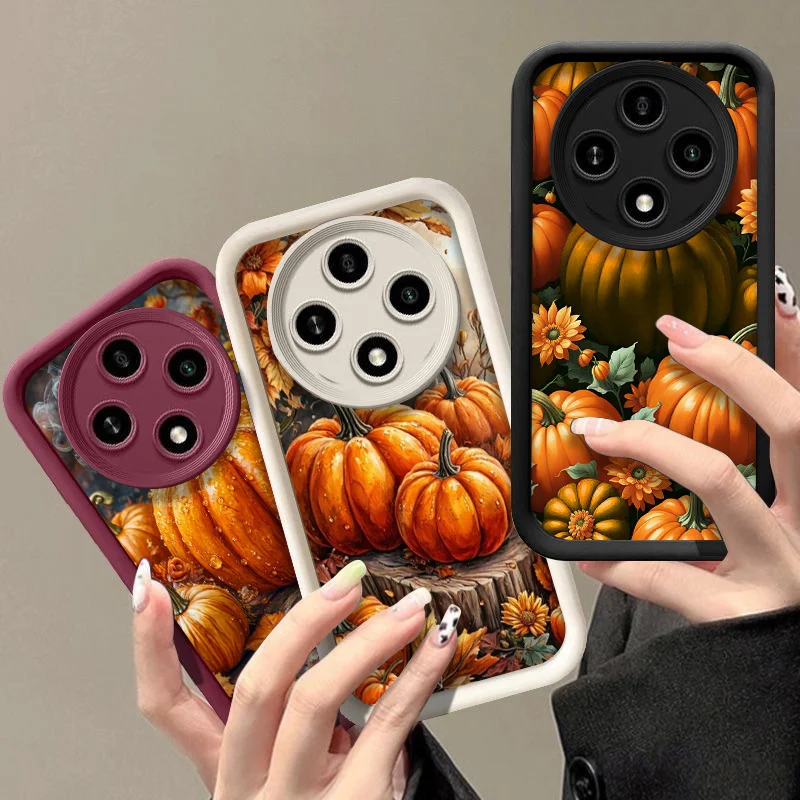 Retro Autumn Pumpkin Maple Leaf Floral Soft Phone Case