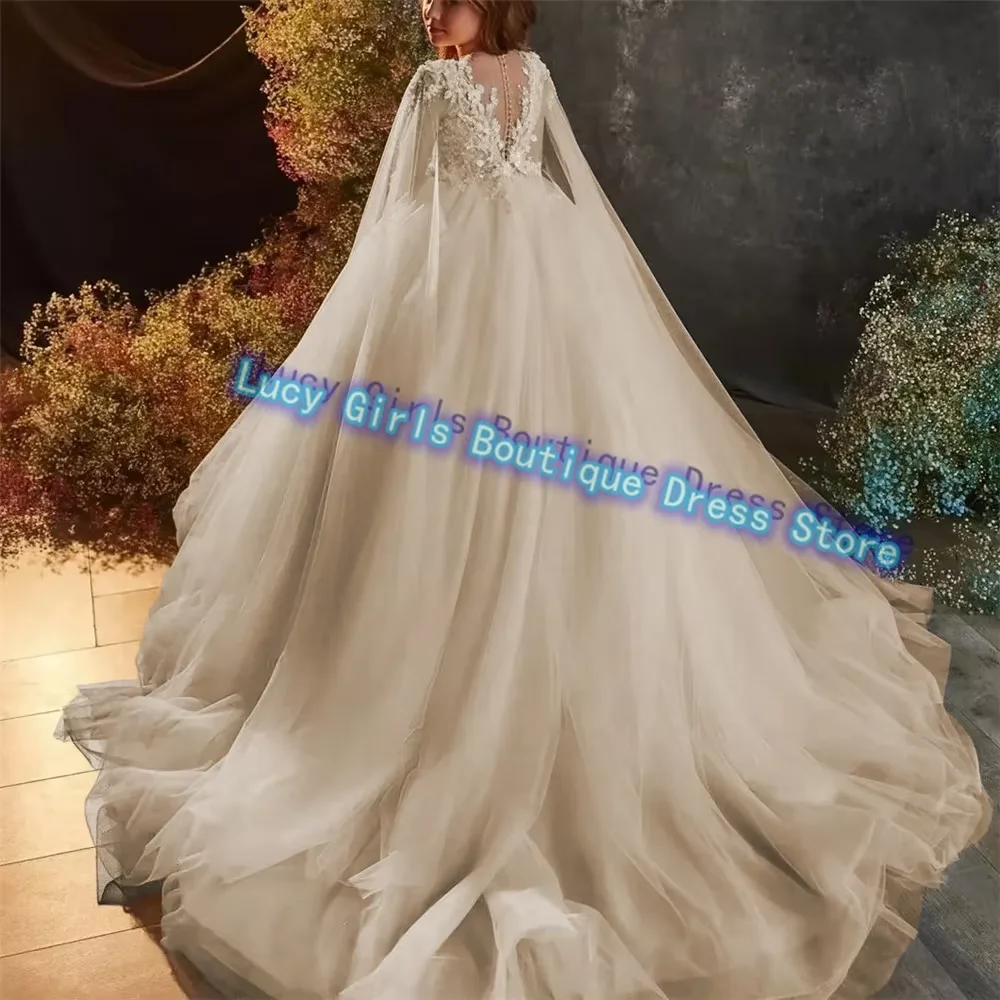 Elegant White Flower Girl Dress Tulle Fluffy First Communion Gowns Lace Printing Princess Wedding Party Ball Kids Birthday Gowns 5