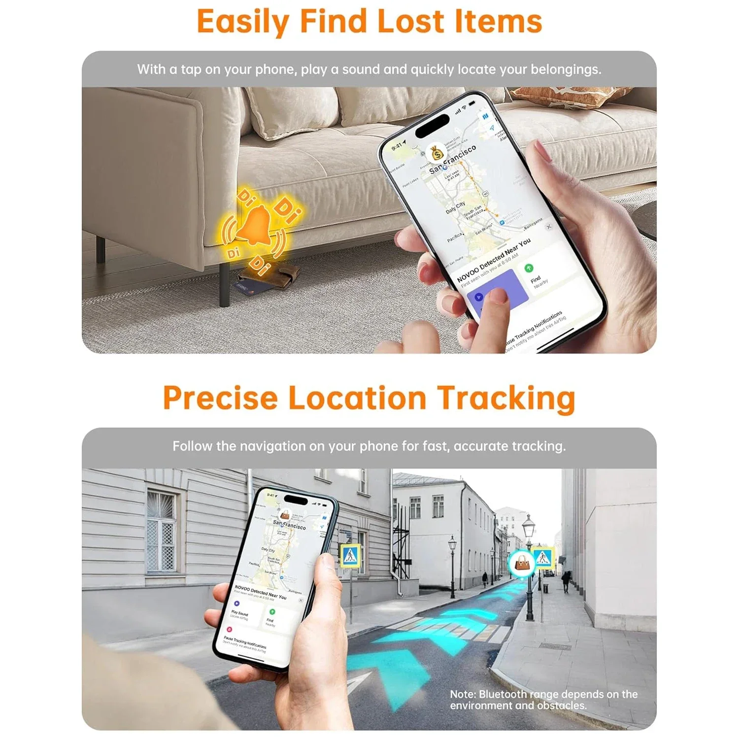 Slim Bluetooth Item Finder Tracker Wallet Tracking Card Compatible with Find My (iOS Only) IP68 Waterproof for Luggage Suitcase