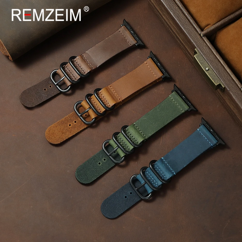 Genuine Crazy Horse Leather Watch Strap