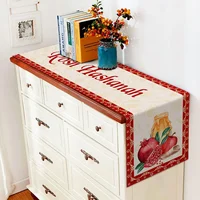 Linen Rosh Hashanah Table Runner Shana Tova Table Decoration Jewish New Year Party Home Kitchen Dining Room Table Decor 4