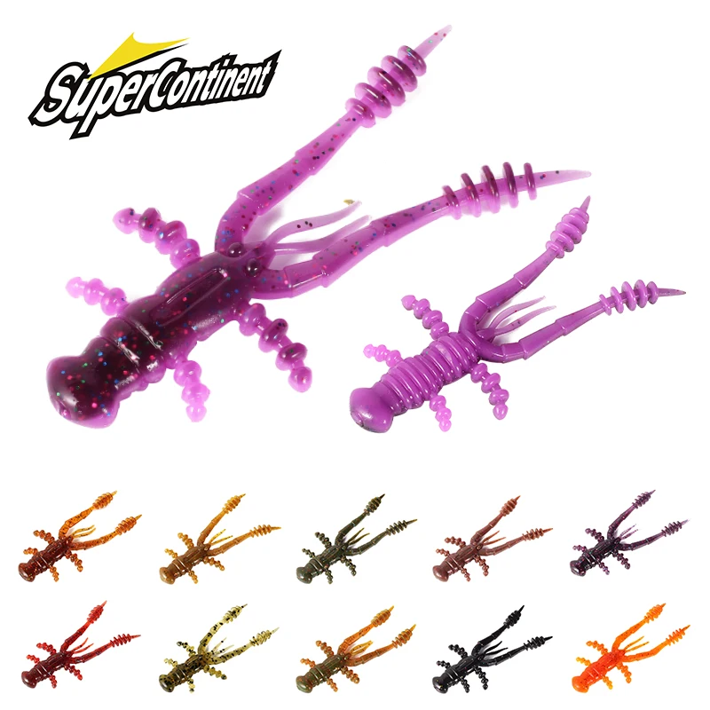 Supercontinent Soft Lure Fishing Bait with Shrimp Scent and Salt, 72mm/47mm Lobster Design
