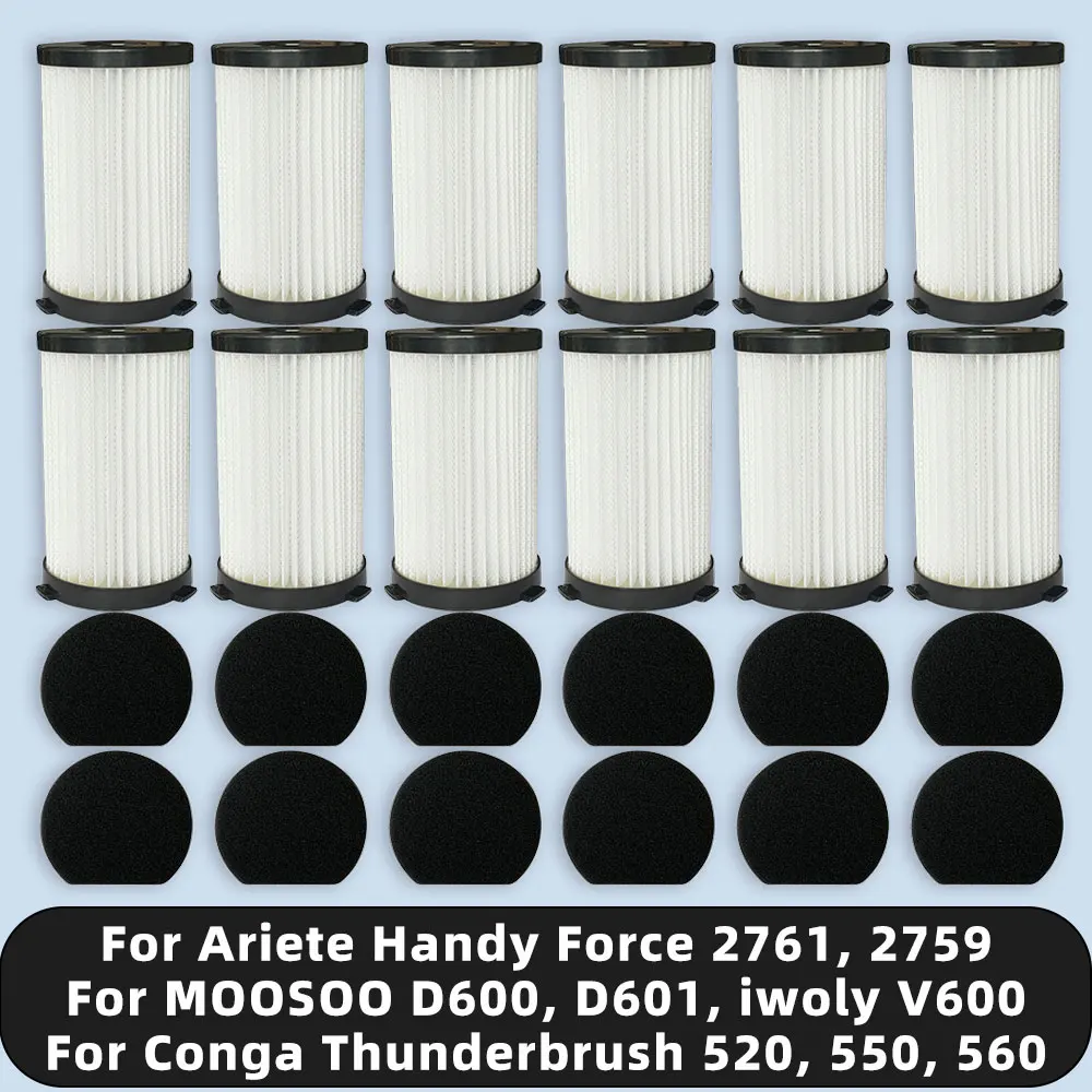 Filter Compatible For MOOSOO D600, D601, iwoly V600 / Cecotec Conga Thunderbrush 520, 550, 560 / Ariete Handy Force 2761, 2759