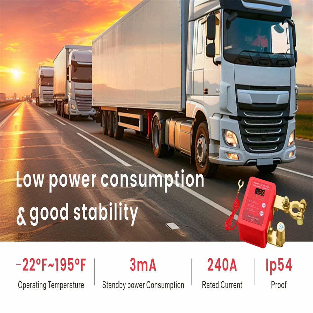 Newest 240A Kill Switch 12V Remote Battery Disconnect Switch with Led Voltage Display Automatic Power Shut Off Switch for Auto