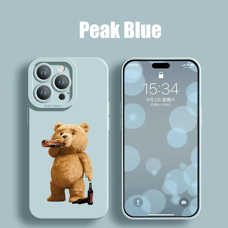 thumbnail image 1 of New Cartoon Teddy Bear Couple Phone Case For iPhone 15 Pro Max 11 12 Mini 13 14 Pro Max X XS XR 78 14 15Plus Soft Silicone Cover, 1 of 5