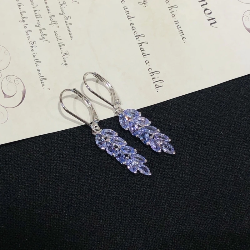

Hot Selling Fashion Jewelry Series 925 Sterling Silver Inlaid With Natural Blue Tanzanite Women's Earrings
