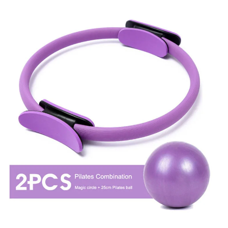 Yoga Pilates Circle Gym Set Solid Color PP Stretching and Core Training Equipment with Yoga Ball Fitness Tool for Scu 2 Piece yoga circle,pilates ring