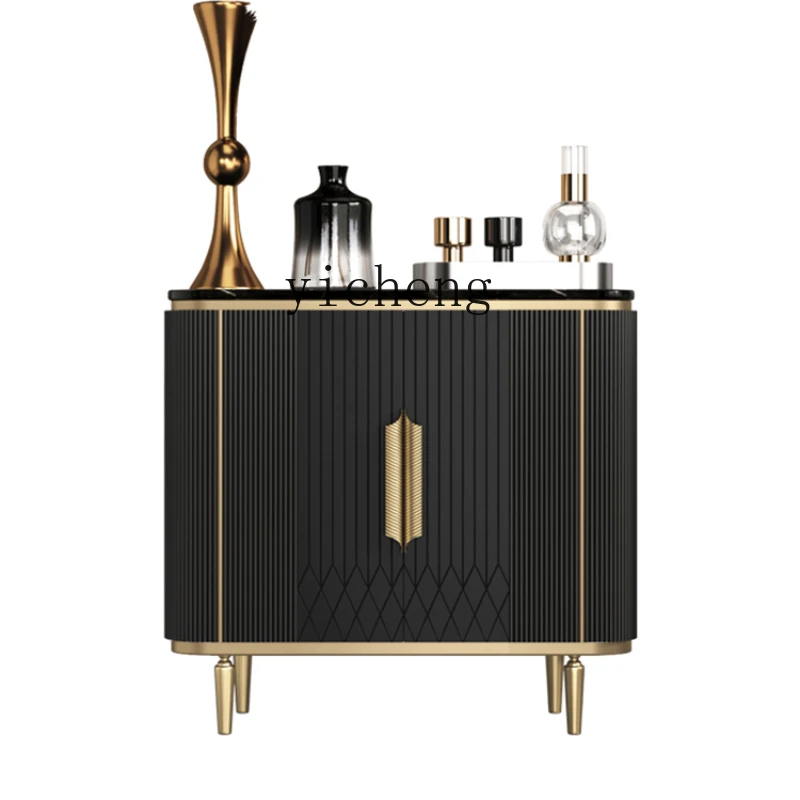 

XL Entrance Cabinet High-End Wall Locker Living Room Marble Solid Wood Sideboard