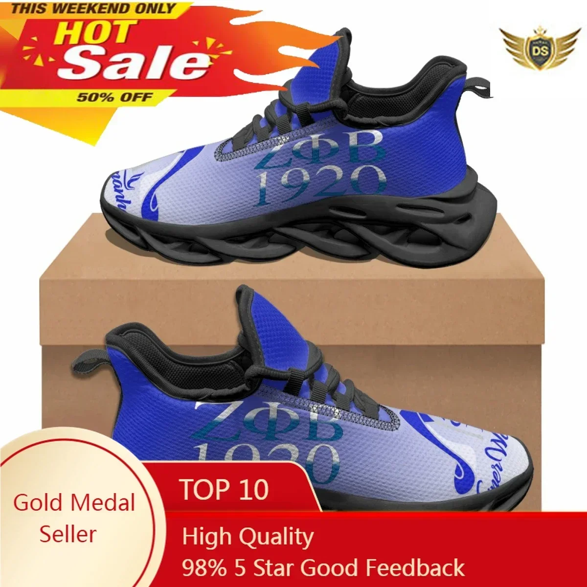 Zeta Phi Beta Sorority Print Design Women's Fashion Sneakers Trendy Classic Outdoor Sports Lace Up Running Shoes