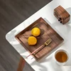 Square Tray Solid Wood Pallet Japanese Black Walnut Tableware Food Plate Rectangle Kitchen Supplies Hotel Serving Serving Tray 6