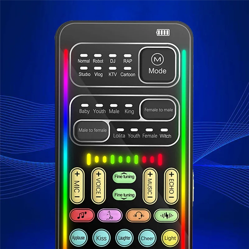 A42Z-I9 Voice Changer Full Kit Multiple Audio Effect Bluetooth Live Sound Cards Ultra-Thin Portable Live Sound Card Mic Tool