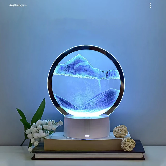 3D RGB Moving Sand Malerei Tisch Lampe LED USB Sandscape Nacht