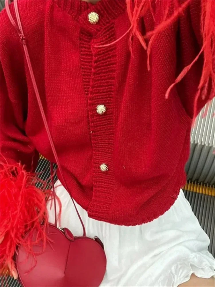 Fashion Patchwork Cardigan Sweater Women's Long Sleeve High Waist Slim Fluffy Y2k Clothes Outwear Female Knitwear Coat New