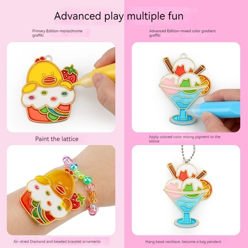 Children DIY Handmade Crystal Glue Painting Air-Dried Toy Set Girl