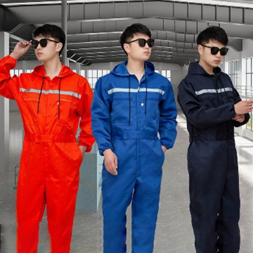 

Work Clothes Durable Unisex Work Overalls with Reflective Zipper Pockets for Auto Repairmen Safety Worker Coveralls Jumpsuit