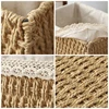 Fabric Storage Basket With Lid Desktop Woven Storage Basket Stackable Sundries Organizer Household Rattan Woven Storage Basket 6