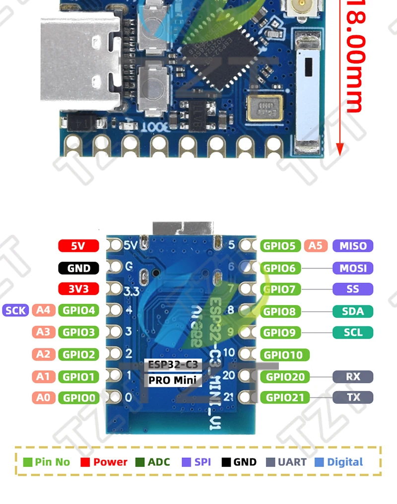 TZT ESP32-C3 Pro Mini-Entwicklungsboard WiFi Bluetooth Ultrakleine Größe ESP8266 ESP32 C3 ESP 32 für Arduino – Detail 2